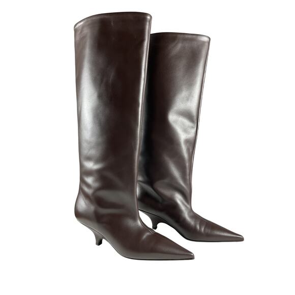 Toteme Brown Leather Knee Boots Size 7 - Picture 3 of 9